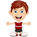 Little boy wearing a red shirt cartoon vector illustration Royalty Free Stock Photo