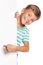 Little boy with white blank Royalty Free Stock Photo