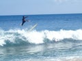 Little Boy Gets Big Air Surfing Royalty Free Stock Photo