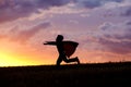 Little boy wonder at sunset. Royalty Free Stock Photo