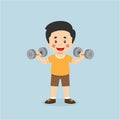 Little Boy Workout With Lift Dumbbell Royalty Free Stock Photo