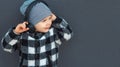 Little boy 2-3 years old enjoying his favorite music in headphones Royalty Free Stock Photo