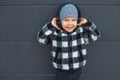 Little boy 2-3 years old enjoying his favorite music in headphones Royalty Free Stock Photo