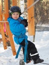 Little boy mountaineering