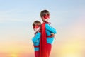 Little boys in the cloaks. Power concept. Royalty Free Stock Photo