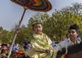 Little boys dressed up like princess and going around Pagodas during Novication ceremony, Myanmar