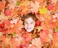 Little Boys Face in Leaves