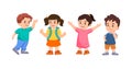 Little boys and girls in cartoon character,wearing colorful costume,posing different emotion