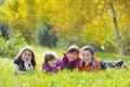 Little boys and girls laying down Royalty Free Stock Photo