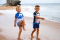 Little boys on seacoast. Royalty Free Stock Photo