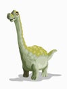 Little brachiosaurus. Cartoon dinosaur picture. Cute dinosaurs character. Flat vector illustration isolated on white