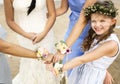 Little bridesmaid at a beach wedding Royalty Free Stock Photo