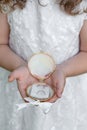 Little bridesmaid with wedding rings Royalty Free Stock Photo