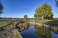 Little bridge across Bushy Park ponds in Surrey UK