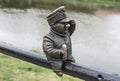 UZHGOROD, UKRAINE - MAY 02, 2017- Little bronze statue of Brave Soldier Svejk Royalty Free Stock Photo