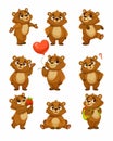 Little Brown Bear Cub Character with Cute Snout Vector Set Royalty Free Stock Photo