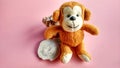 Little brown monkey doll and white polar bear Royalty Free Stock Photo