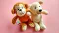 Little brown monkey doll and white polar bear Royalty Free Stock Photo