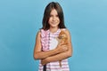 Little brunette girl adores her cat