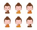 Little buddha cartoon character meditation outline Royalty Free Stock Photo