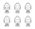 Little buddha cartoon character meditation outline Royalty Free Stock Photo