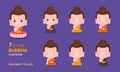 Little buddha cartoon vector set