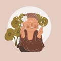 Little Buddha on Lotus background Royalty Free Stock Photo