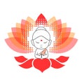 Little Buddha meditating on a lotus flower Royalty Free Stock Photo