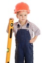 Little builder with liquid level Royalty Free Stock Photo