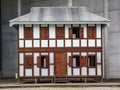 Little building in front of exhibition hall pinakothek der moderne at Munich, Germany