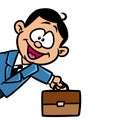 Little businessman briefcase success character cartoon