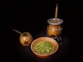 Little calabaza and porongo with yerba mate cup Royalty Free Stock Photo