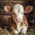 Little calf, cute cow baby portrait, young farm animal, pretty newborn cattle, natural rural life Royalty Free Stock Photo