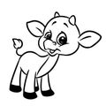 Little calf smile good character coloring page cartoon Royalty Free Stock Photo