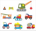 little car truck crane tractor print vector