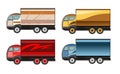 Little car truck. Set. Vector. Cartoon. A small truck for transporting goods. Cargo services. Auto freight.Delivery consignment.