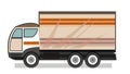 Little car truck. Vector. Cartoon. Flat. A small truck for transporting goods. Cargo services. Auto freight.Delivery consignment.