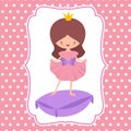 Little cartoon character sweet princess vector card template Royalty Free Stock Photo