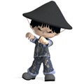 Little cartoon china boy is so cute and funny. 3D
