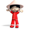 Little cartoon china boy is so cute and funny. 3D