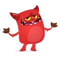 Little cartoon devil. Halloween devil caracter illustration.