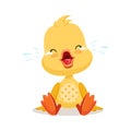 Little cartoon duckling crying, cute emoji character vector Illustration