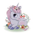 Little cartoon fairytale unicorn