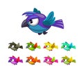 Little cartoon flying birds set Royalty Free Stock Photo