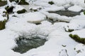 Little cascade with ice and icicles Royalty Free Stock Photo