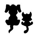 Little cat and dog silhouette Royalty Free Stock Photo