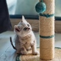 Little Cat Playing a Ball Royalty Free Stock Photo