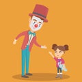 Little caucasian girl playing with clown. Royalty Free Stock Photo