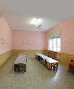 Little chairs and tables of the kindergarten