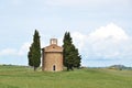 Little chapel surrounded by cypress trees Royalty Free Stock Photo